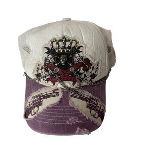 VINTAGE Y2K Echos Women’s Pink White Skull Truckers Hat One Size Trash Studded